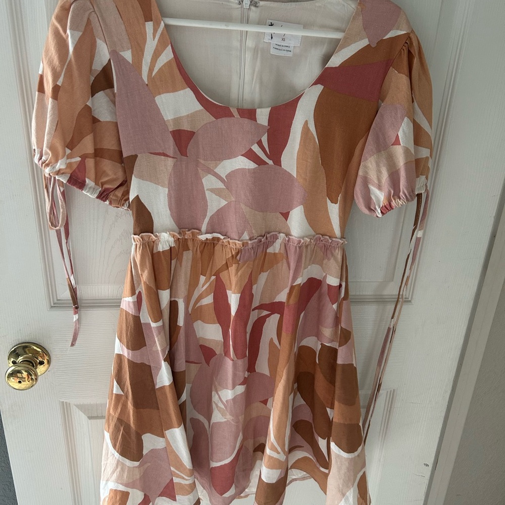Free People Pink and Brown Midi Dress